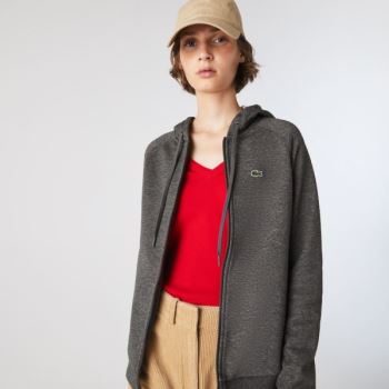 Lacoste SPORT Hooded Fleece Zip Tennis Sweatshirt - Mikiny Dámské Šedé | CZ-9hCP1k